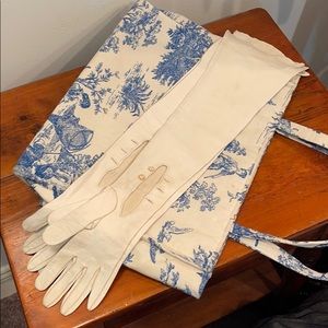 VINTAGE LONG LEATHER GLOVES CREAM SMALL